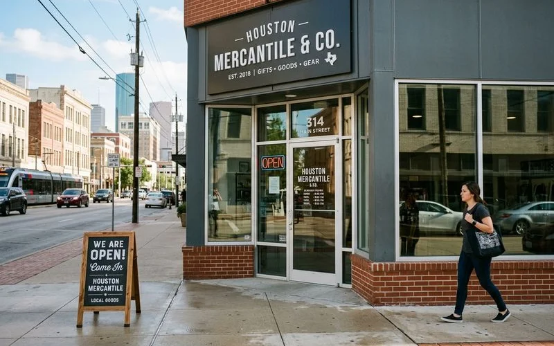 Clean commercial storefront after professional pressure washing with maintained landscaping