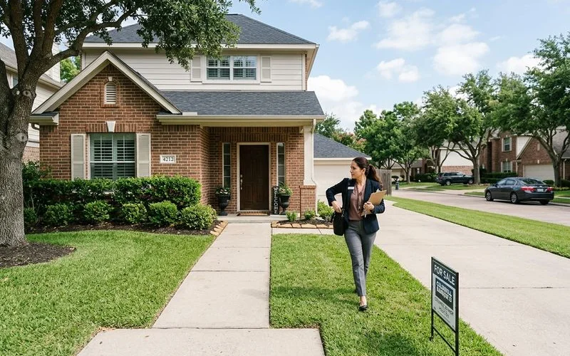 Houston home exterior freshly cleaned and staged for real estate listing photos