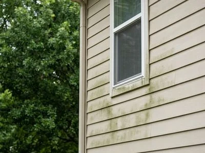 Dirty house siding before cleaning